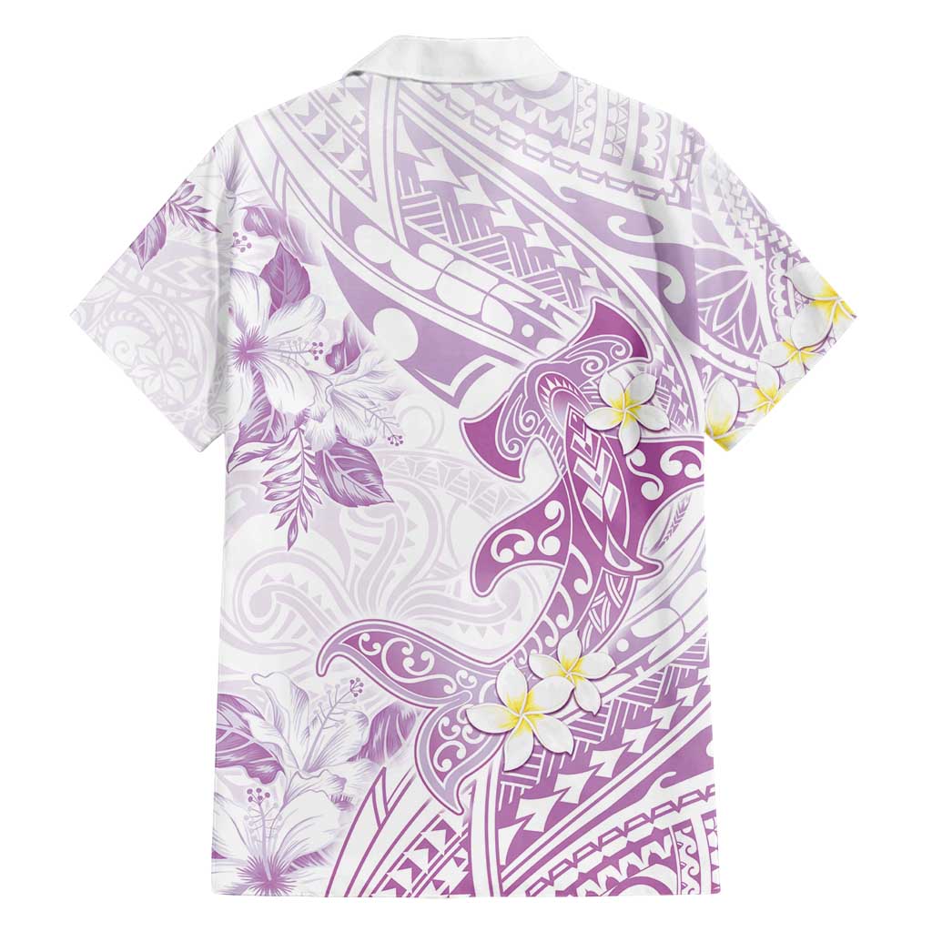 Polynesia Hammerhead Shark Family Matching Tank Maxi Dress and Hawaiian Shirt Tropical Flowers Tribal Pattern Lavender LT05 - Polynesian Pride