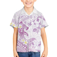 Polynesia Hammerhead Shark Family Matching Tank Maxi Dress and Hawaiian Shirt Tropical Flowers Tribal Pattern Lavender LT05 Son's Shirt Purple - Polynesian Pride