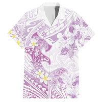 Polynesia Hammerhead Shark Hawaiian Shirt Tropical Flowers Tribal Pattern Lavender