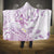 Polynesia Hammerhead Shark Hooded Blanket Tropical Flowers Tribal Pattern Lavender
