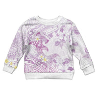 Polynesia Hammerhead Shark Kid Ugly Christmas Sweater Tropical Flowers Tribal Pattern Lavender