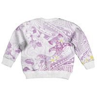Polynesia Hammerhead Shark Kid Ugly Christmas Sweater Tropical Flowers Tribal Pattern Lavender