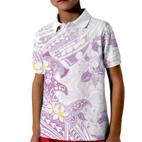 Polynesia Hammerhead Shark Kid Polo Shirt Tropical Flowers Tribal Pattern Lavender