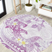 Polynesia Hammerhead Shark Round Carpet Tropical Flowers Tribal Pattern Lavender LT05 Purple - Polynesian Pride