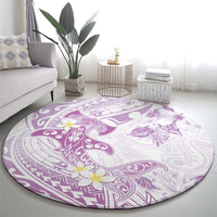 Polynesia Hammerhead Shark Round Carpet Tropical Flowers Tribal Pattern Lavender LT05 - Polynesian Pride