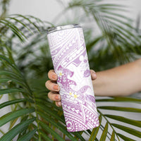 Polynesia Hammerhead Shark Skinny Tumbler Tropical Flowers Tribal Pattern Lavender