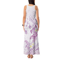 Polynesia Hammerhead Shark Tank Maxi Dress Tropical Flowers Tribal Pattern Lavender