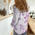 Polynesia Hammerhead Shark Women Casual Shirt Tropical Flowers Tribal Pattern Lavender