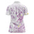 Polynesia Hammerhead Shark Women Polo Shirt Tropical Flowers Tribal Pattern Lavender