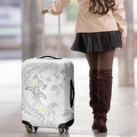 Polynesia Hammerhead Shark Luggage Cover Tropical Flowers Tribal Pattern White LT05 - Polynesian Pride