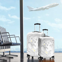 Polynesia Hammerhead Shark Luggage Cover Tropical Flowers Tribal Pattern White LT05 - Polynesian Pride