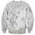 Polynesia Hammerhead Shark Sweatshirt Tropical Flowers Tribal Pattern White