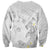 Polynesia Hammerhead Shark Sweatshirt Tropical Flowers Tribal Pattern White
