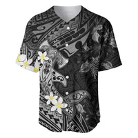 Polynesia Hammerhead Shark Baseball Jersey Tropical Flowers Tribal Pattern Black LT05 Black - Polynesian Pride
