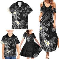 Polynesia Hammerhead Shark Family Matching Summer Maxi Dress and Hawaiian Shirt Tropical Flowers Tribal Pattern Black LT05 - Polynesian Pride