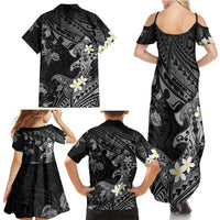 Polynesia Hammerhead Shark Family Matching Summer Maxi Dress and Hawaiian Shirt Tropical Flowers Tribal Pattern Black LT05 - Polynesian Pride