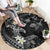 Polynesia Hammerhead Shark Round Carpet Tropical Flowers Tribal Pattern Black