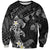 Polynesia Hammerhead Shark Sweatshirt Tropical Flowers Tribal Pattern Black