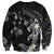 Polynesia Hammerhead Shark Sweatshirt Tropical Flowers Tribal Pattern Black