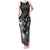 Polynesia Hammerhead Shark Tank Maxi Dress Tropical Flowers Tribal Pattern Black