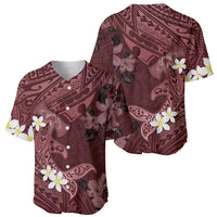 Polynesia Hammerhead Shark Baseball Jersey Tropical Flowers Tribal Pattern Oxblood LT05 - Polynesian Pride