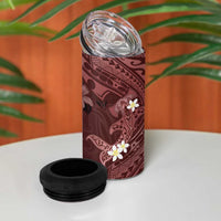 Polynesia Hammerhead Shark 4 in 1 Can Cooler Tumbler Tropical Flowers Tribal Pattern Oxblood