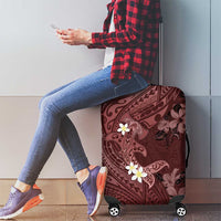 Polynesia Hammerhead Shark Luggage Cover Tropical Flowers Tribal Pattern Oxblood LT05 - Polynesian Pride