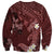 Polynesia Hammerhead Shark Sweatshirt Tropical Flowers Tribal Pattern Oxblood