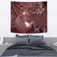 Polynesia Hammerhead Shark Tapestry Tropical Flowers Tribal Pattern Oxblood