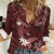 Polynesia Hammerhead Shark Women Casual Shirt Tropical Flowers Tribal Pattern Oxblood