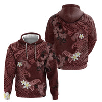Polynesia Hammerhead Shark Zip Hoodie Tropical Flowers Tribal Pattern Oxblood LT05 - Polynesian Pride