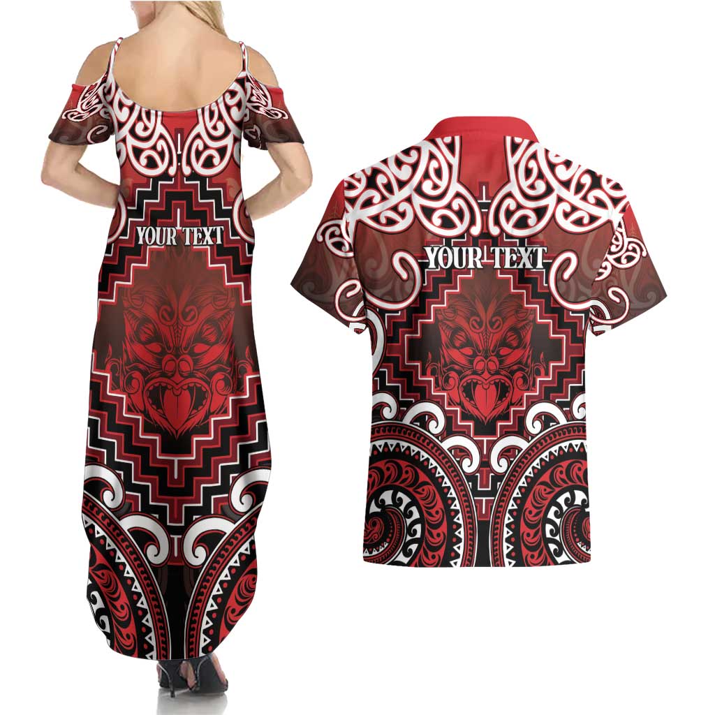 Personalised New Zealand Aotearoa Couples Matching Summer Maxi Dress and Hawaiian Shirt Te Reo Maori Ake Ake Ake - Polynesian Pride