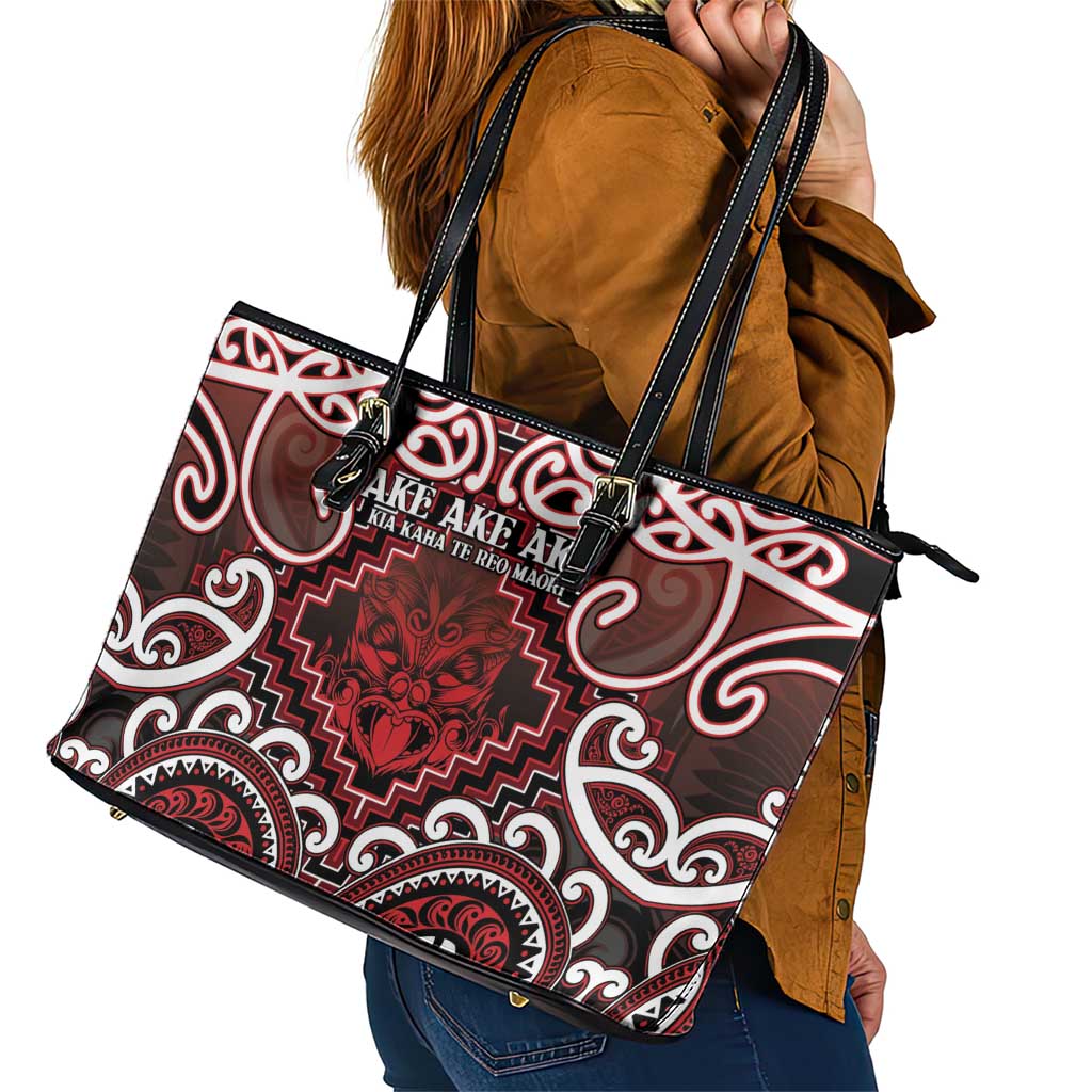 New Zealand Aotearoa Leather Tote Bag Te Reo Maori Ake Ake Ake - Polynesian Pride