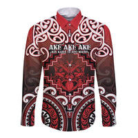 Personalised New Zealand Aotearoa Long Sleeve Button Shirt Te Reo Maori Ake Ake Ake - Polynesian Pride