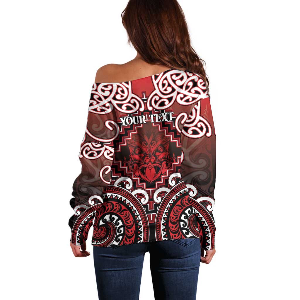 Personalised New Zealand Aotearoa Off Shoulder Sweater Te Reo Maori Ake Ake Ake - Polynesian Pride