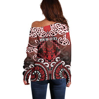 Personalised New Zealand Aotearoa Off Shoulder Sweater Te Reo Maori Ake Ake Ake - Polynesian Pride