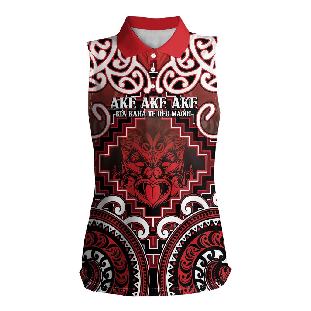 Personalised New Zealand Aotearoa Women Sleeveless Polo Shirt Te Reo Maori Ake Ake Ake - Polynesian Pride