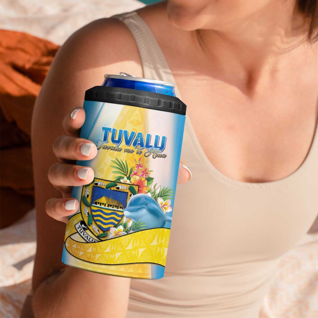 Personalised Tuvalu Independence Day 4 in 1 Can Cooler Tumbler Tuvalu Mo Te Atua - Polynesian Pride
