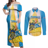 Personalised Tuvalu Independence Day Couples Matching Off Shoulder Maxi Dress and Long Sleeve Button Shirt Tuvalu Mo Te Atua - Polynesian Pride