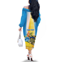Personalised Tuvalu Independence Day Family Matching Off The Shoulder Long Sleeve Dress and Hawaiian Shirt Tuvalu Mo Te Atua - Polynesian Pride