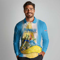 Personalised Tuvalu Independence Day Long Sleeve Polo Shirt Tuvalu Mo Te Atua - Polynesian Pride