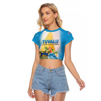 Personalised Tuvalu Independence Day Raglan Cropped T Shirt Tuvalu Mo Te Atua - Polynesian Pride