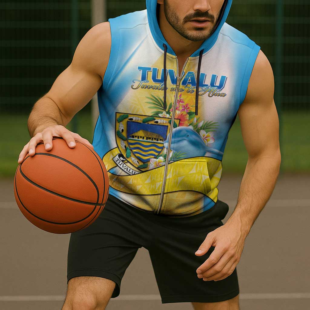 Personalised Tuvalu Independence Day Sleeveless Zip Hoodie Tuvalu Mo Te Atua - Polynesian Pride