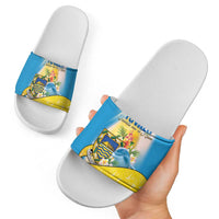 Tuvalu Independence Day Slide Sandals Tuvalu Mo Te Atua - Polynesian Pride