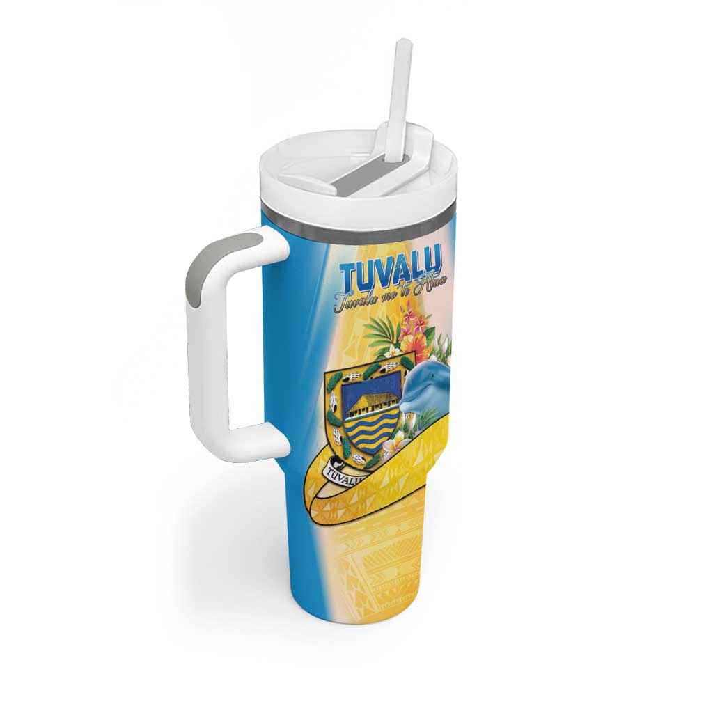 Personalised Tuvalu Independence Day Tumbler With Handle Tuvalu Mo Te Atua - Polynesian Pride