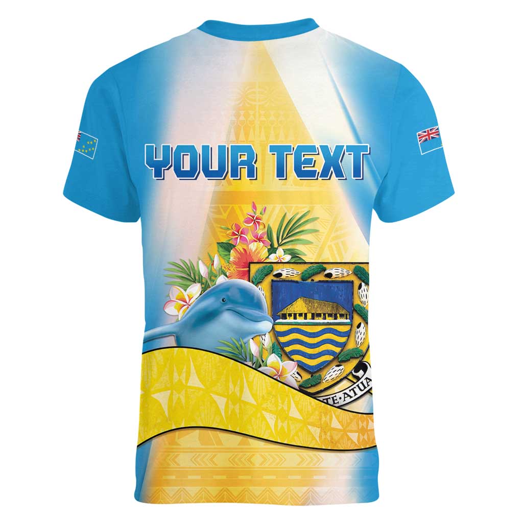 Personalised Tuvalu Independence Day Women V-Neck T-Shirt Tuvalu Mo Te Atua - Polynesian Pride