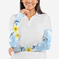 FSM Chuuk Constitution Day Arm Sleeves Polynesian Curves Plumeria - Polynesian Pride