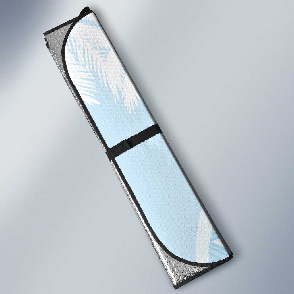 FSM Chuuk Constitution Day Auto Sun Shade Polynesian Curves Plumeria - Polynesian Pride