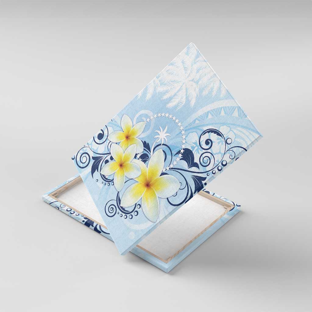 FSM Chuuk Constitution Day Canvas Wall Art Polynesian Curves Plumeria - Polynesian Pride