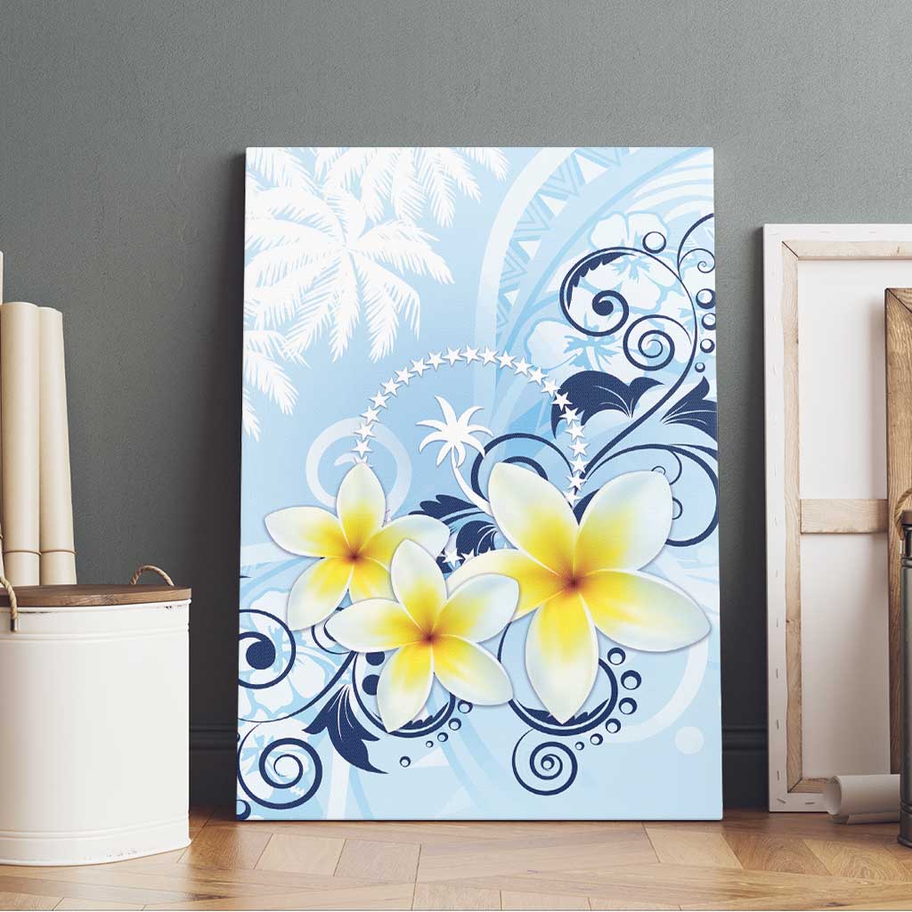 FSM Chuuk Constitution Day Canvas Wall Art Polynesian Curves Plumeria - Polynesian Pride